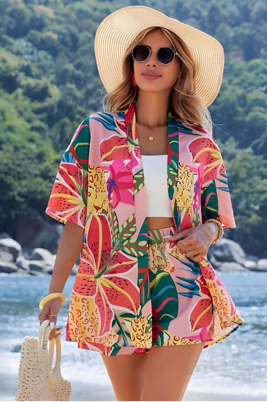 Leola - Zweiteiliges Sommer-Set mit tropischem Blumenmuster