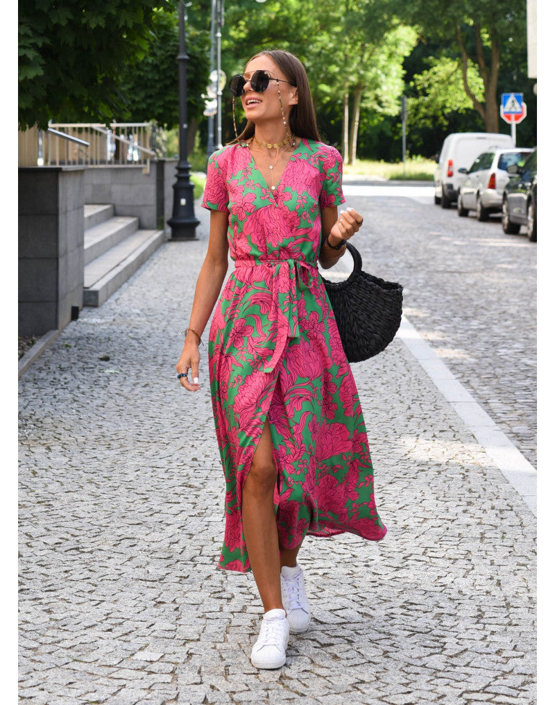 Mia - Langes Sommerkleid Mit V-Ausschnitt