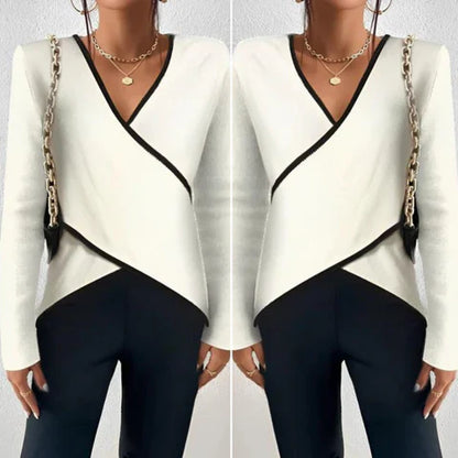 Freydis - Damen Langarmshirt mit V-Ausschnitt