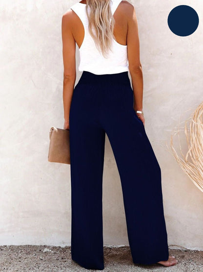 Sophia – Hoch taillierte Hose aus Baumwolle & Leinen