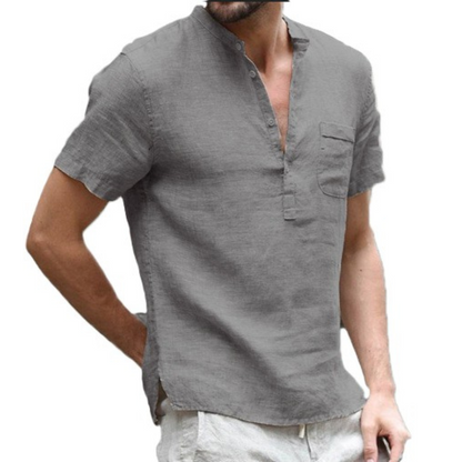 Alton - Chemise légère en lin pour homme à manches courtes