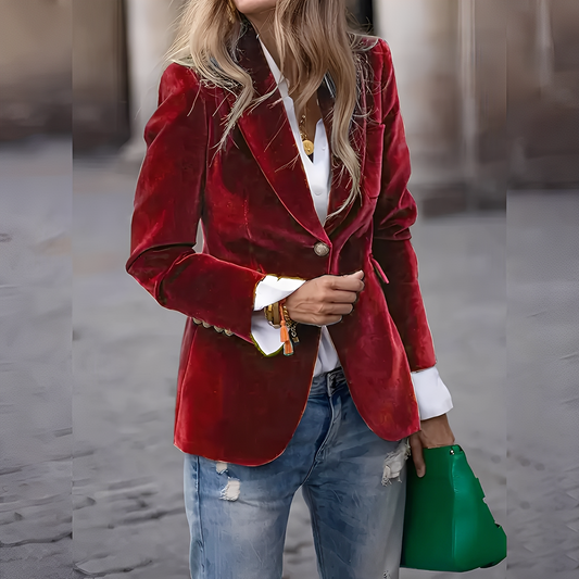 Alise - Edler, schmal geschnittener Damenblazer aus Samt