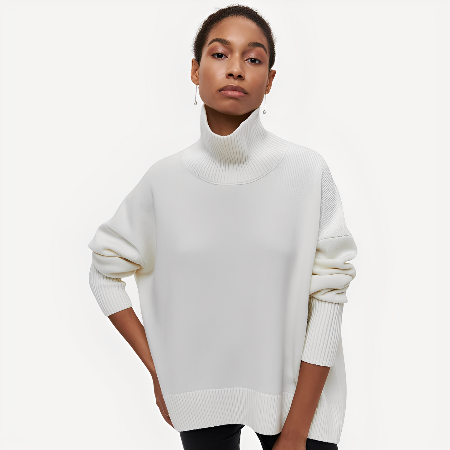 Margery - pull pour femmes à coupe ample et col montant