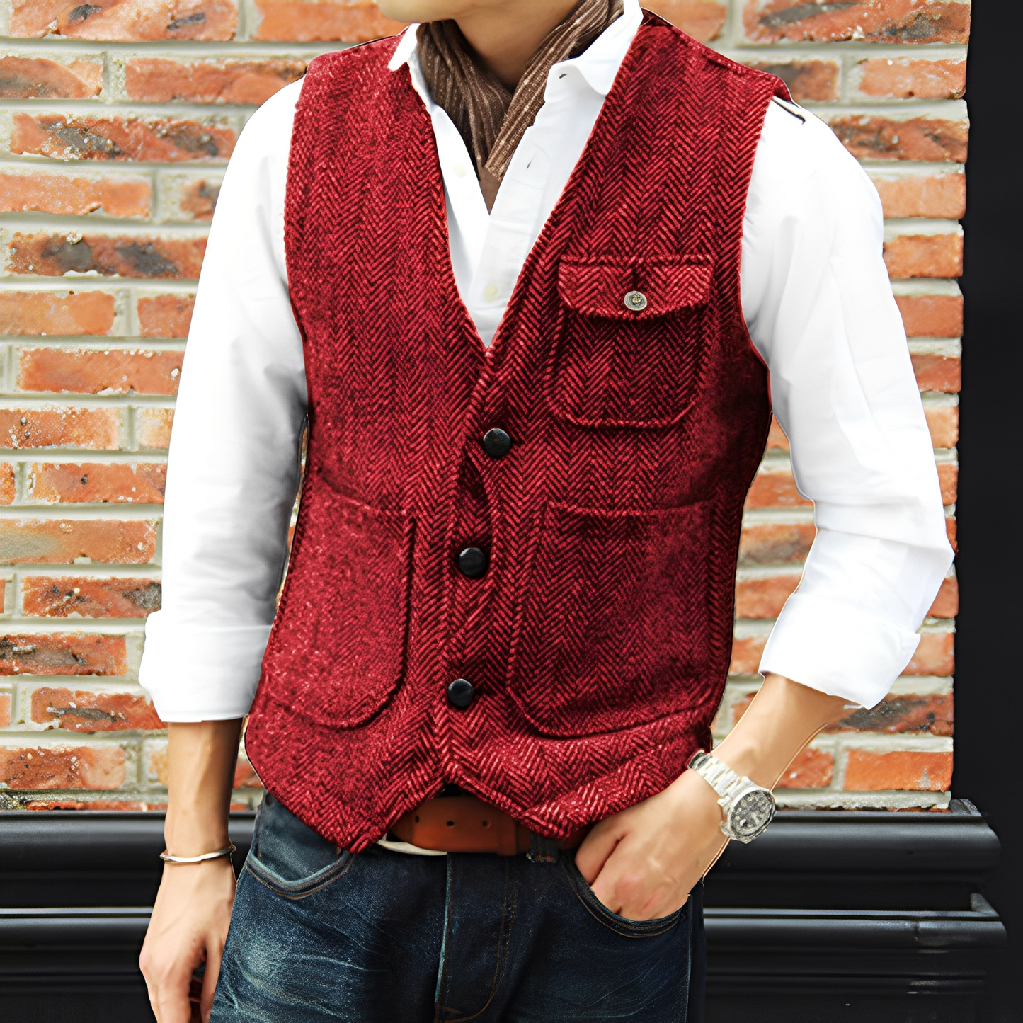 Matthew - Elegant tweed vest with pockets for men