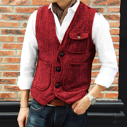 Matthew - Elegant tweed vest with pockets for men