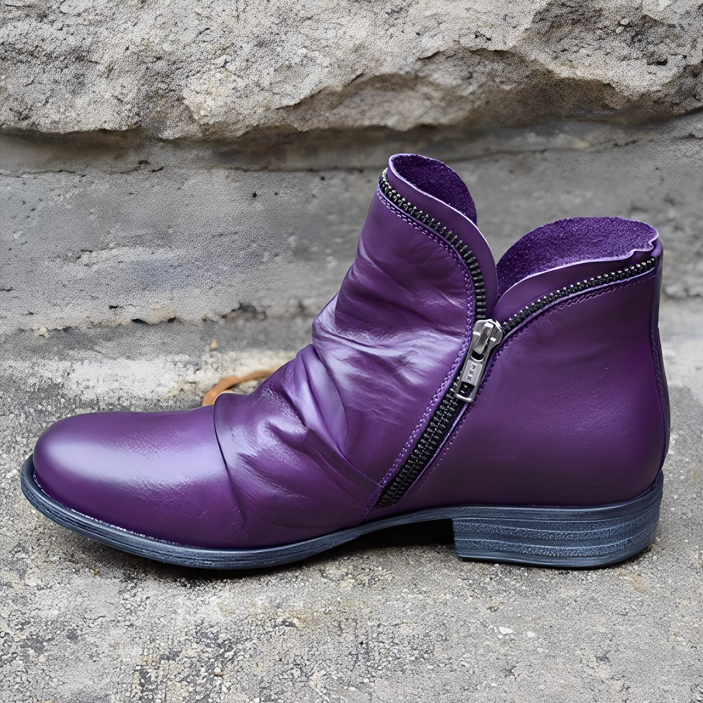 Veronica - Retro-Lederstiefel für Damen mit Reißverschluss