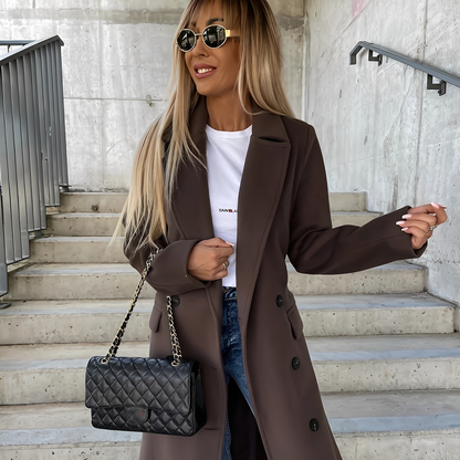 Lydie - Dámský trenčkot s dlouhými rukávy v klasickém designu