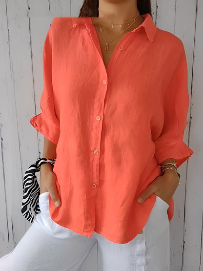 Griselda - Blouse pour dames assise au casier en coton et lin