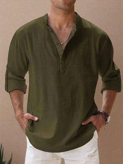Victor - Chemise homme confortable en coton-lin