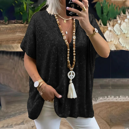 Paola - błyszcząca koszulka z dekoltem w serek