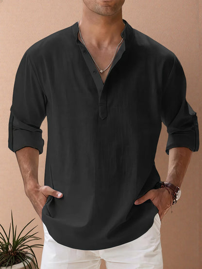 Victor - Chemise homme confortable en coton-lin