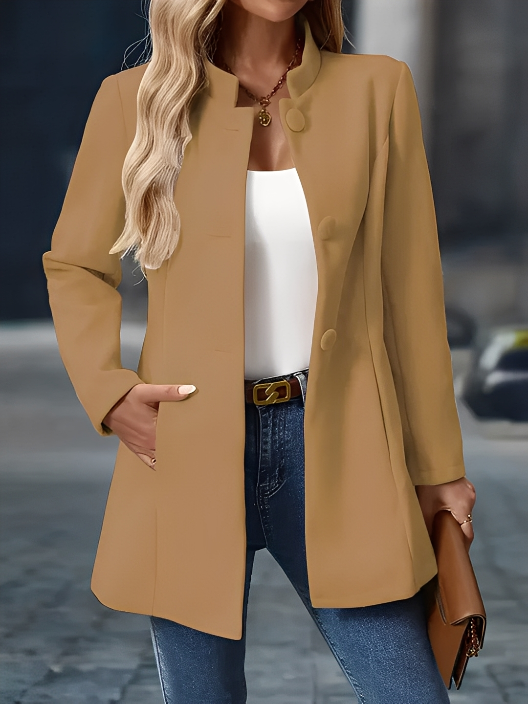 Cornélie - Teplejší dámský zimní kabát s knoflíky