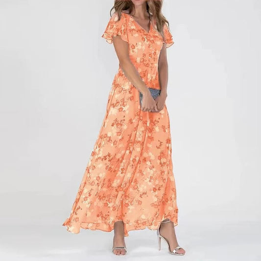 Victoria - Stilvolles, langes Sommerkleid mit Blumendesign