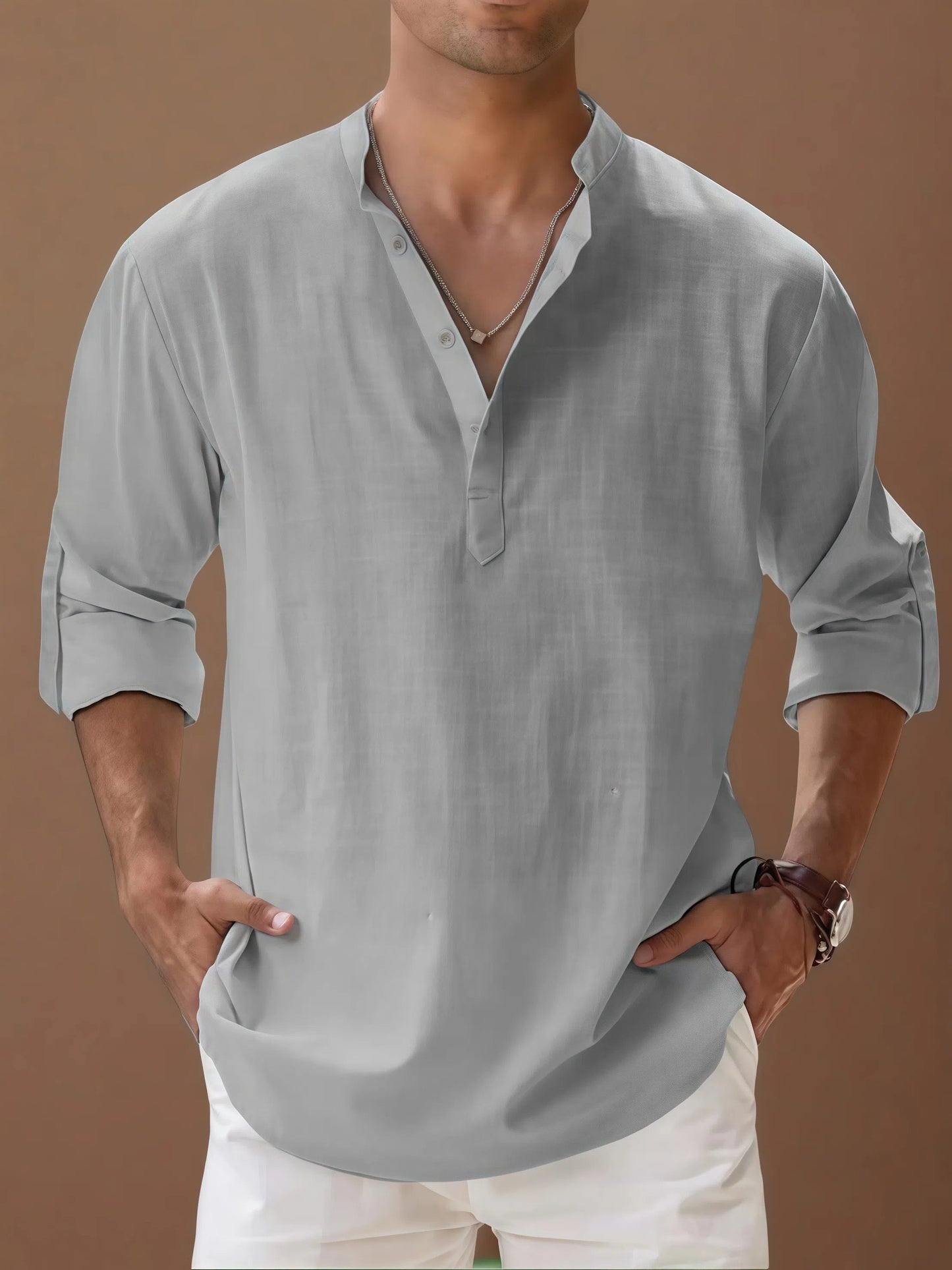 Victor - Chemise homme confortable en coton-lin