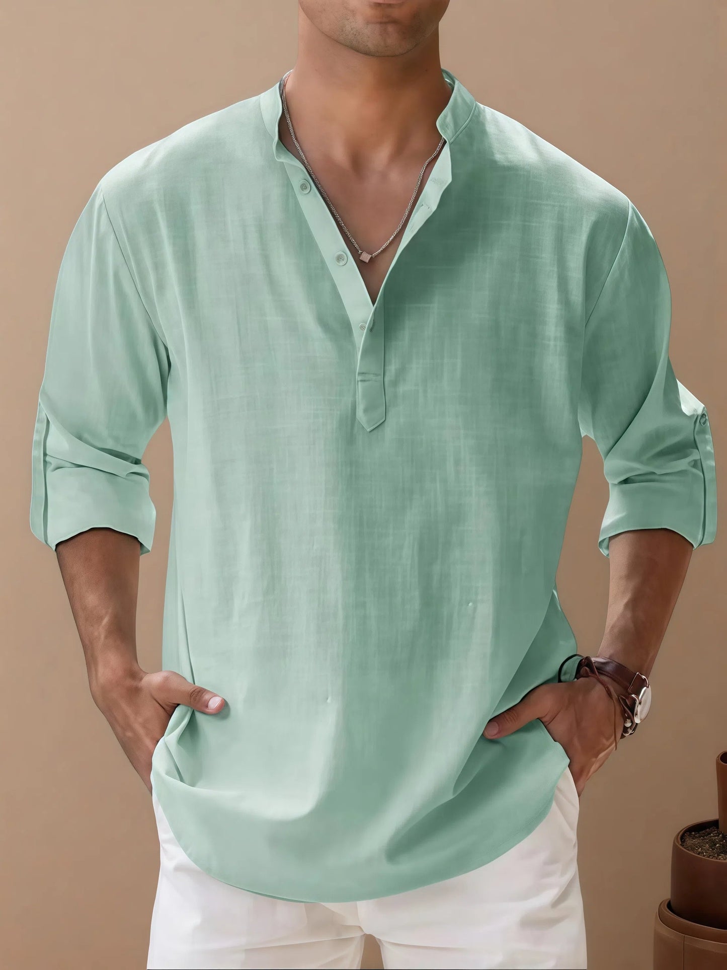 Victor - Chemise homme confortable en coton-lin