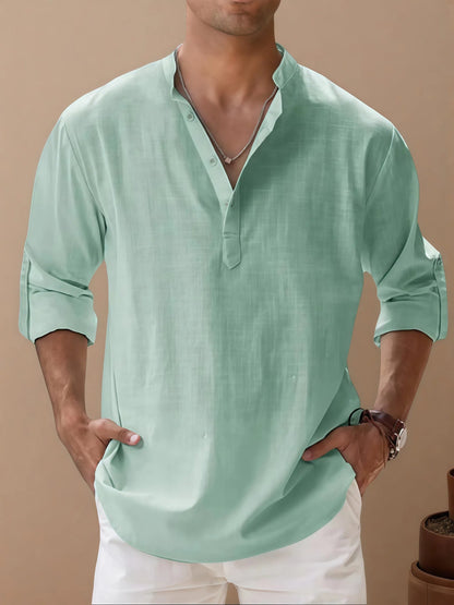 Victor - Chemise homme confortable en coton-lin