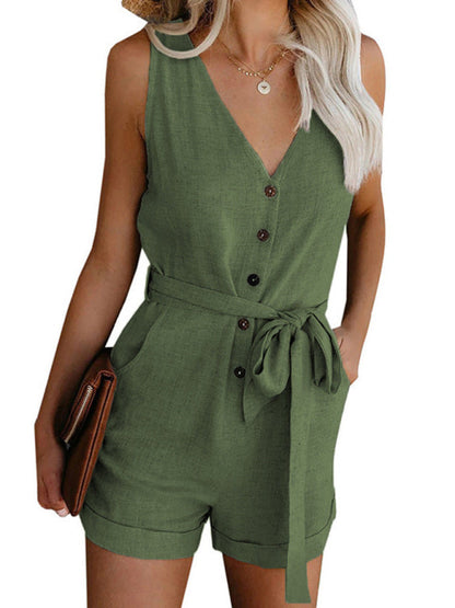 Malvina - Damen Jumpsuit ohne Ärmel mit V-Ausschnitt