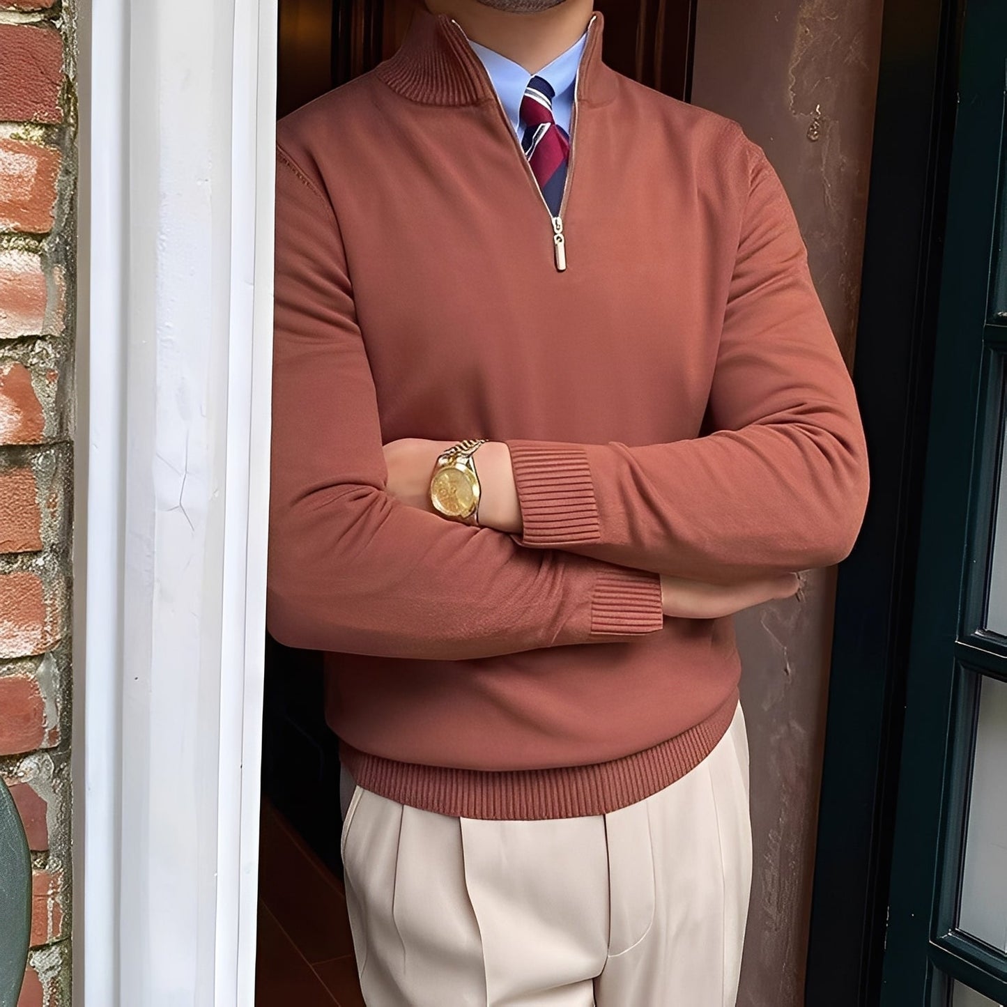 Osbert - Eleganter Strickpullover mit Reißverschluss für Herren