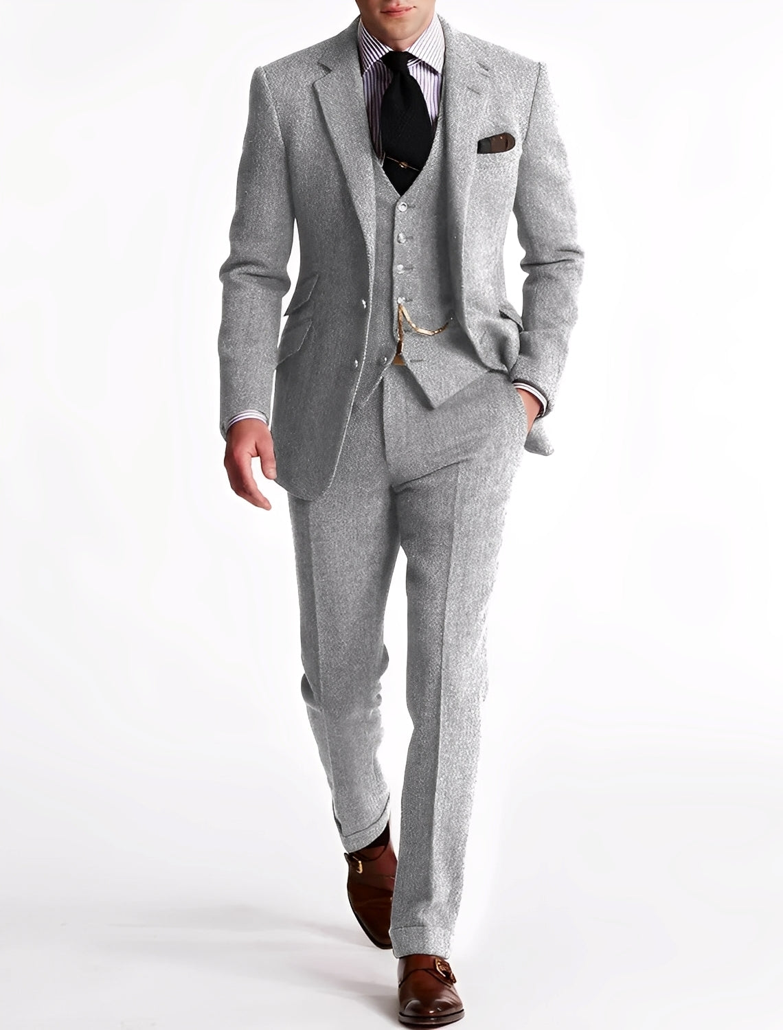 Desmond - Elegancki trzyczęściowy garnitur z tweedu dla mężczyzn