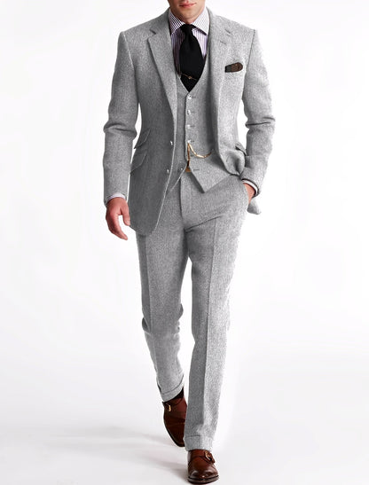 Desmond - Elegancki trzyczęściowy garnitur z tweedu dla mężczyzn
