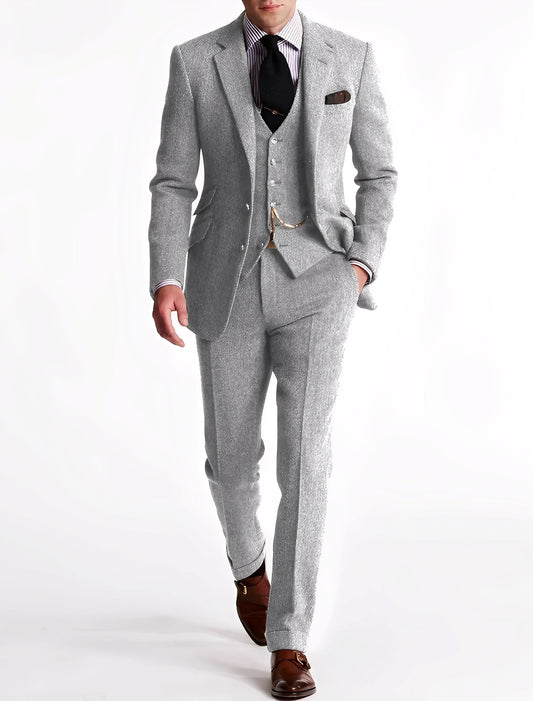 Desmond - Elegancki trzyczęściowy garnitur z tweedu dla mężczyzn