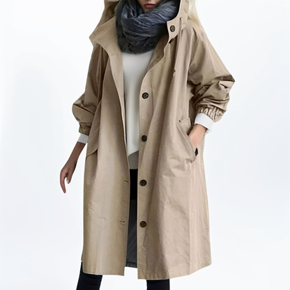 Shawna - Veste longue imperméable pour femme avec capuche