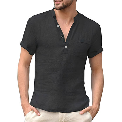 Alton - Chemise légère en lin pour homme à manches courtes