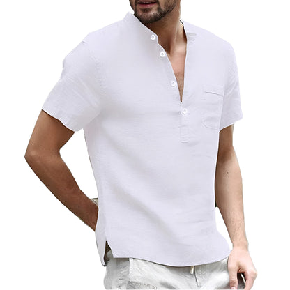 Alton - Chemise légère en lin pour homme à manches courtes