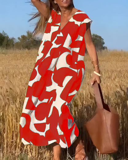 Darcie - Weites Damenkleid mit V-Ausschnitt