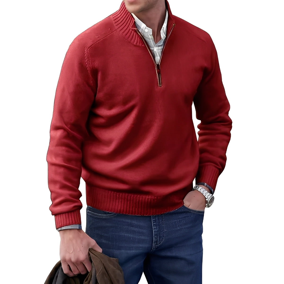 Jeremy - Thin men's cashmere sweater with zipper