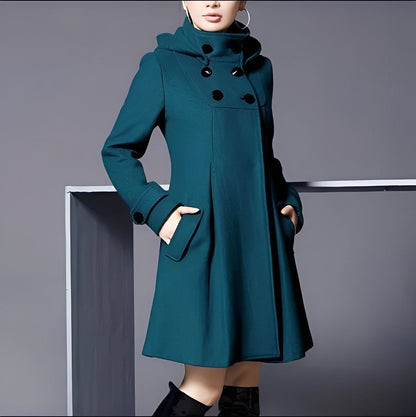 Maree - Comfortable women's coat with hood and side pockets