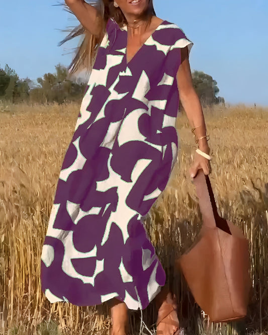 Darcie - Weites Damenkleid mit V-Ausschnitt