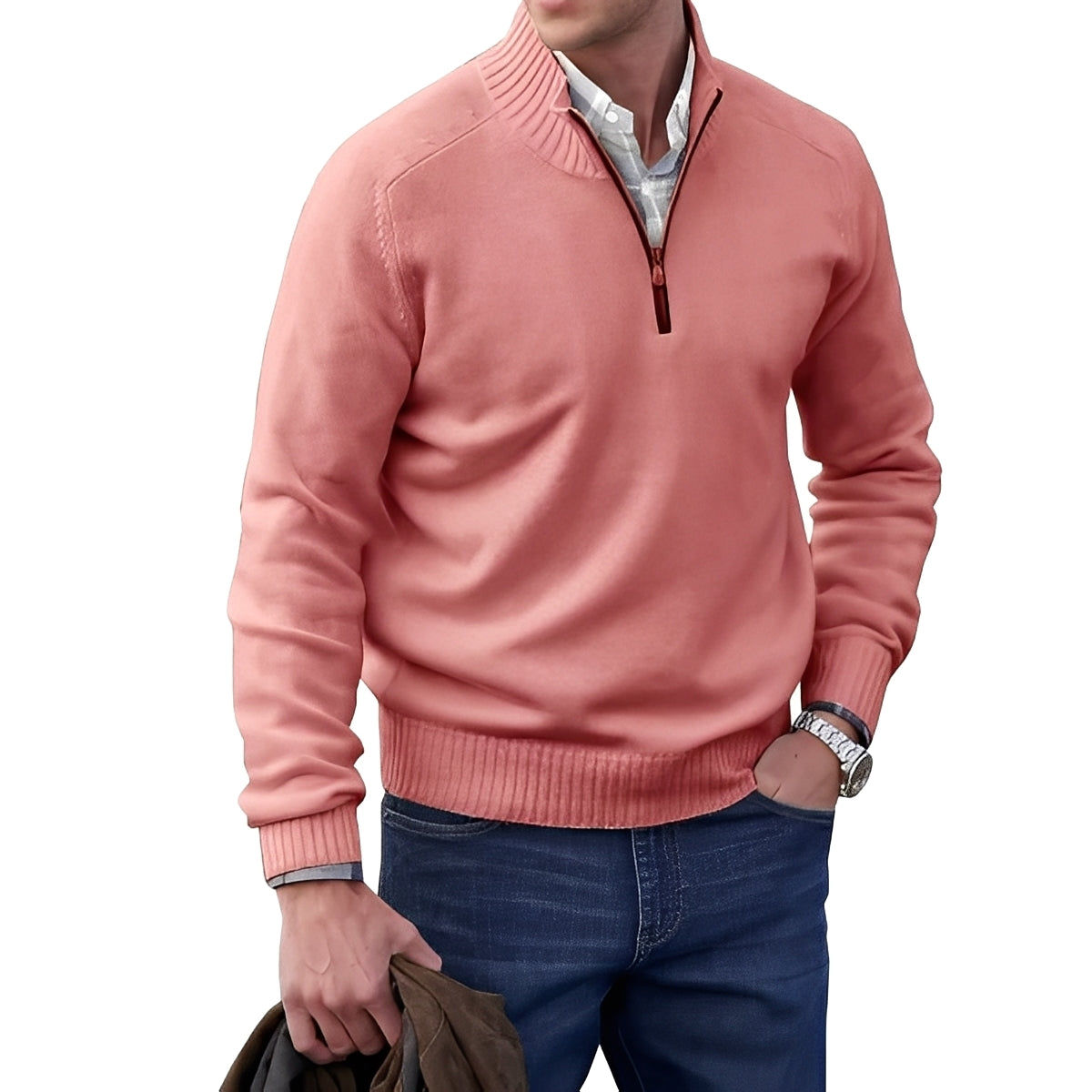 Jeremy - Thin men's cashmere sweater with zipper
