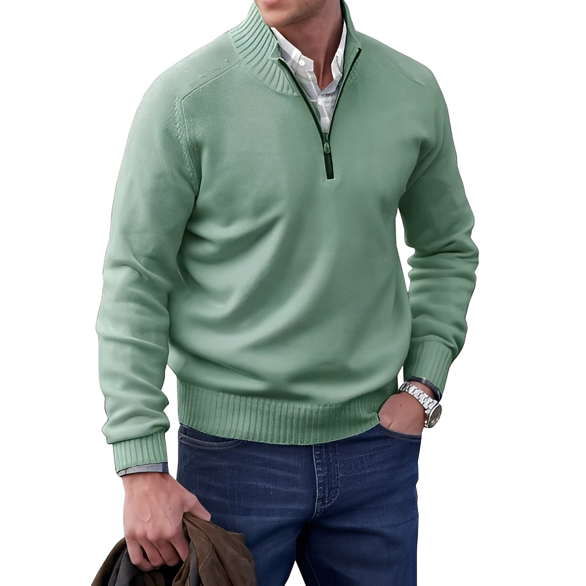 Jeremy - Thin men's cashmere sweater with zipper