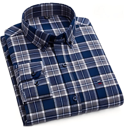 Nikolas - Chemise légère pour homme en tissu de coton à carreaux