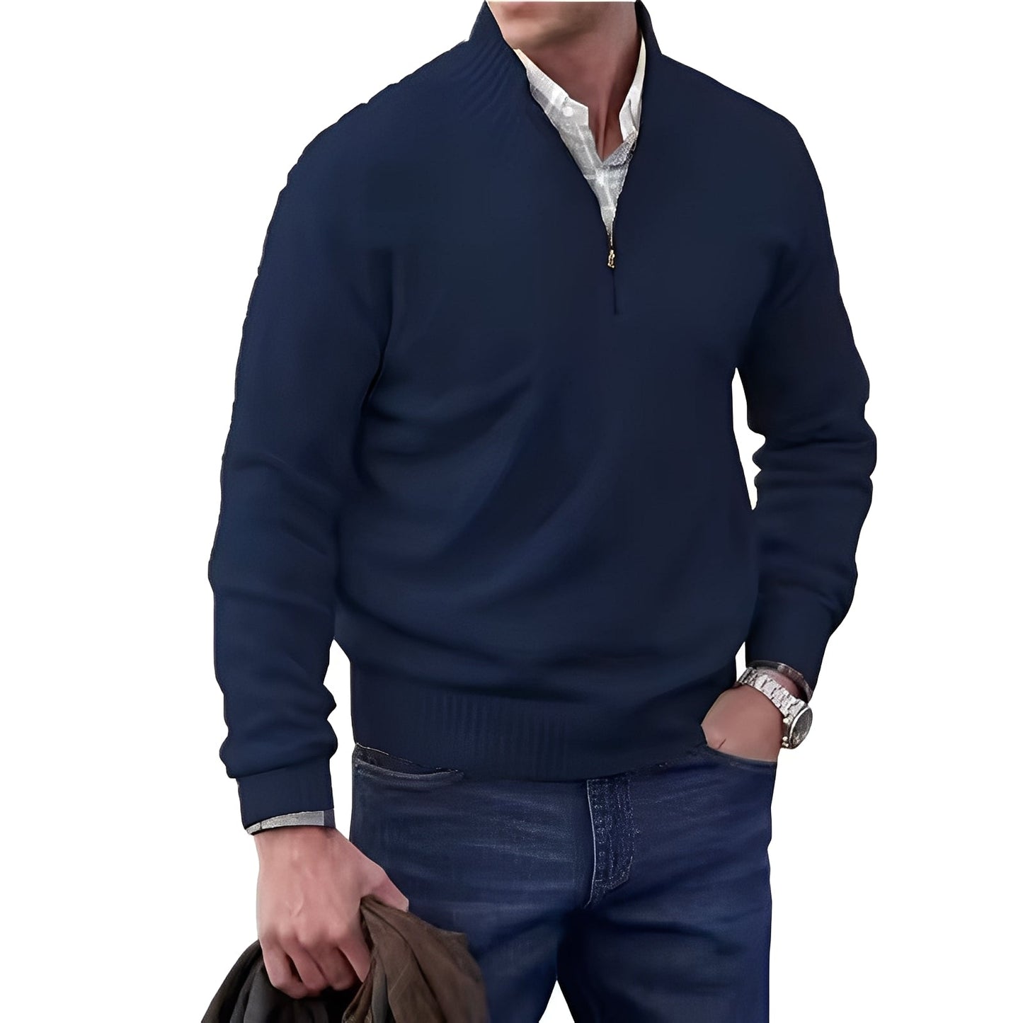 Jeremy - Thin men's cashmere sweater with zipper