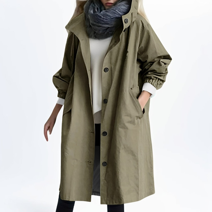 Shawna - Veste longue imperméable pour femme avec capuche