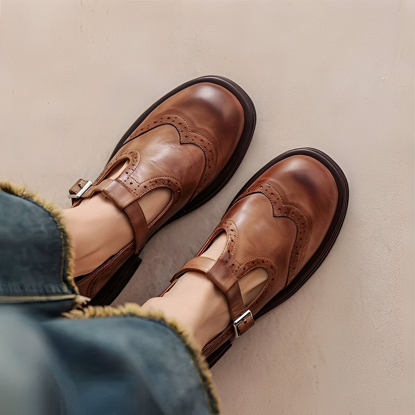 Marley - Stylish flat women's leather shoes