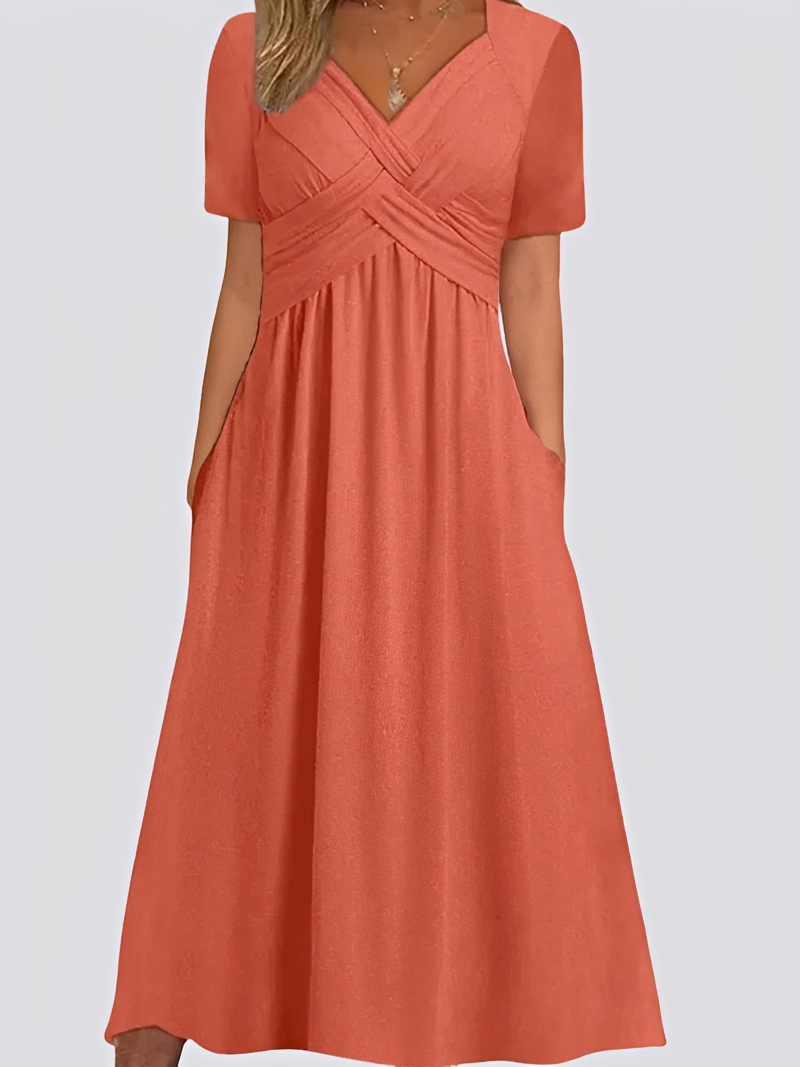 Salma - Lockeres Midikleid für Damen mit femininer Note und kurzen Ärmeln