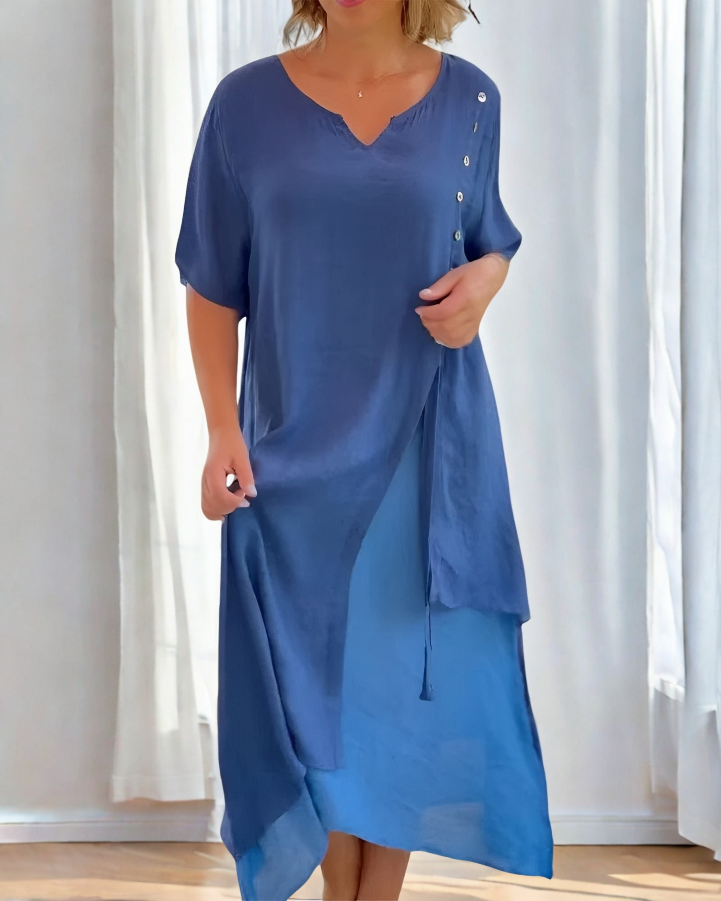 Bonnie - Modisches, locker geschnittenes Kleid mit Knöpfen für Damen