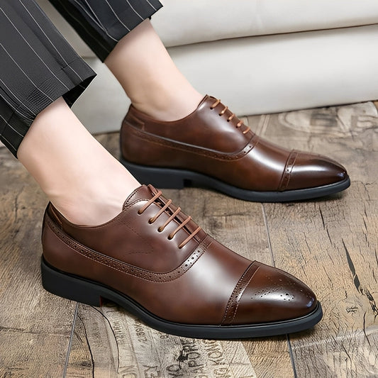 Fulton - Stylish formal leather shoes for men with brogue details