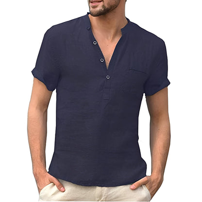 Alton - Chemise légère en lin pour homme à manches courtes
