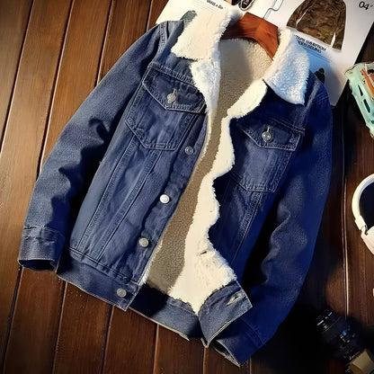 Robbie - Chaqueta de forro polar de mezclilla clásica para hombre