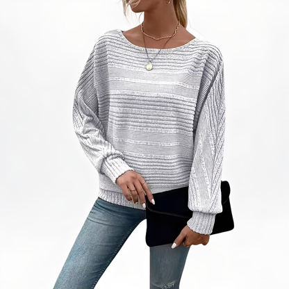 Eleanore - Comfortable, loose-fitting striped sweater for women