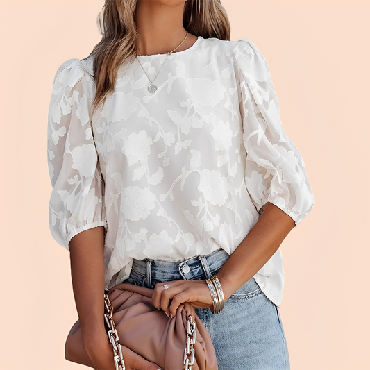 Amy – Stilvolles und Bequemes Damenoberteil mit Blumenmuster