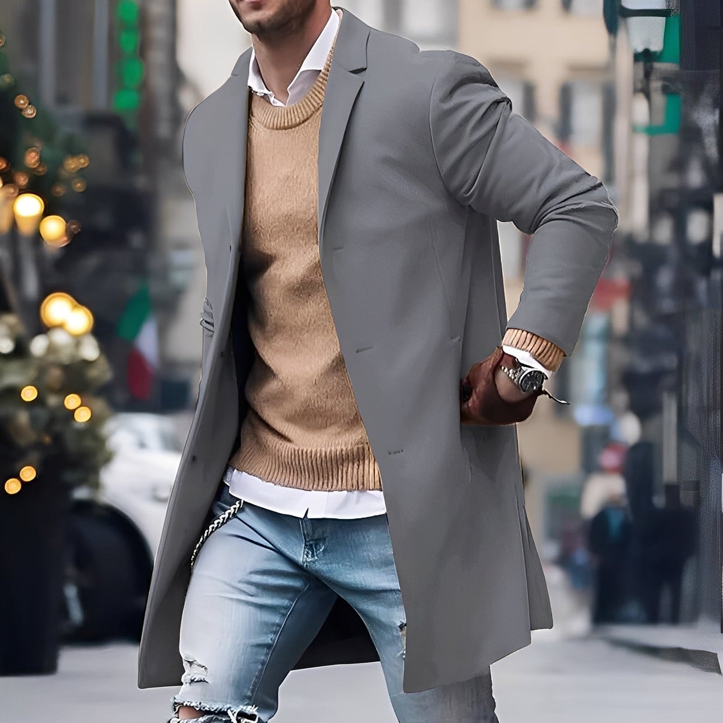 Kenyon - Stylish men's trench coat with button closure