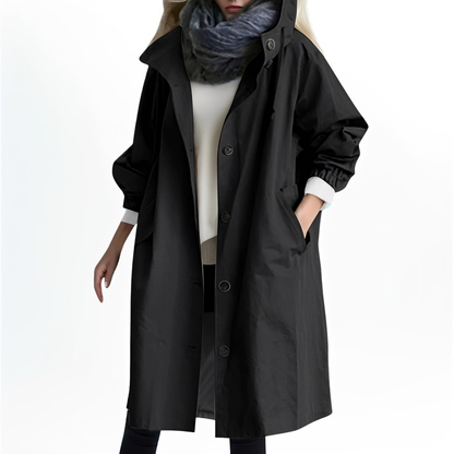 Shawna - Veste longue imperméable pour femme avec capuche