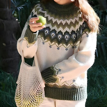 Holly - Klasyczny damski sweter z wełny z wzorem