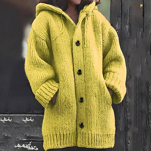 Jaqueline - Gemütliche Damen-Strickjacke mit Kapuze