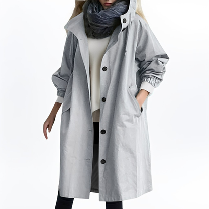 Shawna - Veste longue imperméable pour femme avec capuche
